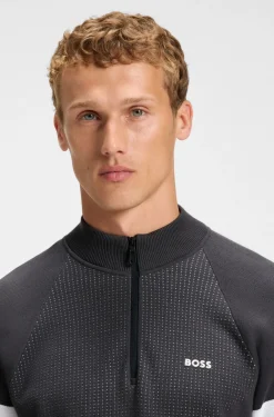 Kurzärmeliger Pullover aus Baumwolle mit Jacquard-Struktur