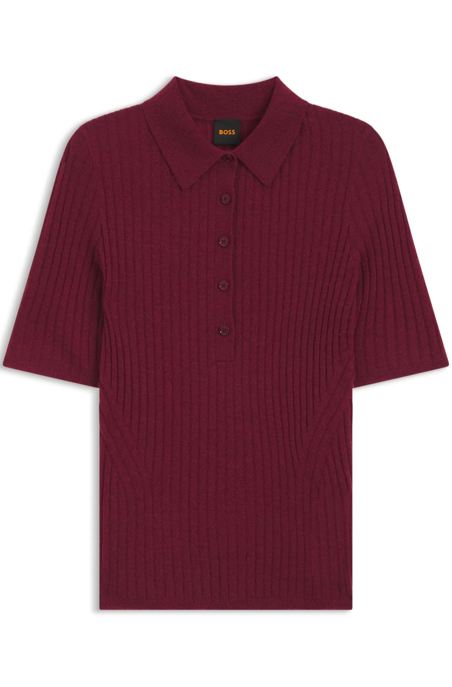 Kurzärmeliger Pullover aus Woll-Mix mit Polokragen