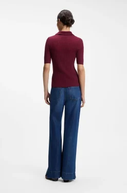 Kurzärmeliger Pullover aus Woll-Mix mit Polokragen