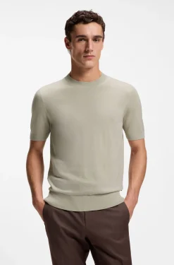 Kurzärmliges Strick-T-Shirt aus Merinowolle