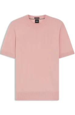 Kurzärmliges Strick-T-Shirt aus Merinowolle
