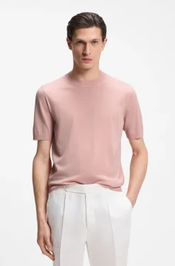 Kurzärmliges Strick-T-Shirt aus Merinowolle