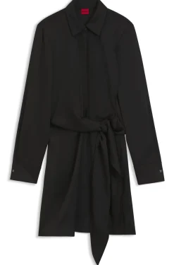 Langarm-Wickelkleid aus Satin mit Stacked-Logo
