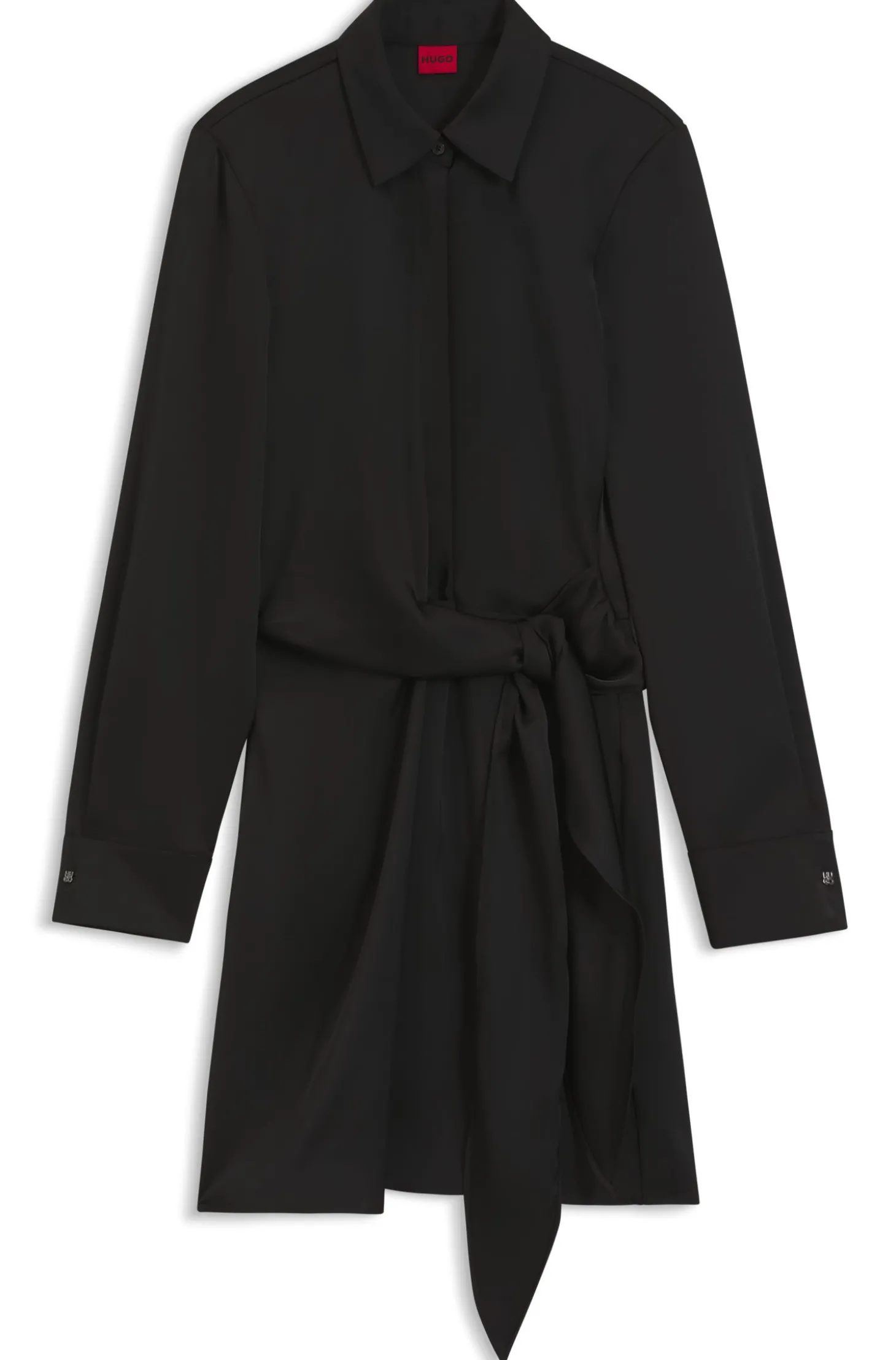 Langarm-Wickelkleid aus Satin mit Stacked-Logo