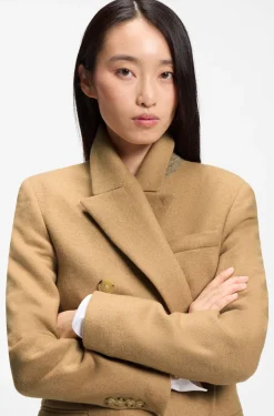 Langer Twill-Mantel mit zweireihiger Knopfleiste