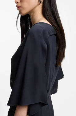 Langes Business-Kleid aus Stretch-Krepp