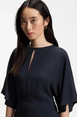 Langes Business-Kleid aus Stretch-Krepp