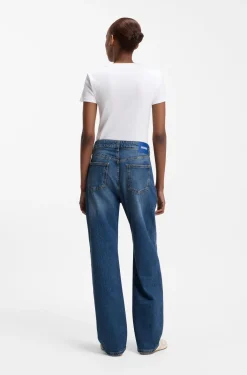 Lange Straight-Fit Jeans aus blauem Stretch-Denim