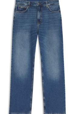 Lange Straight-Fit Jeans aus blauem Stretch-Denim