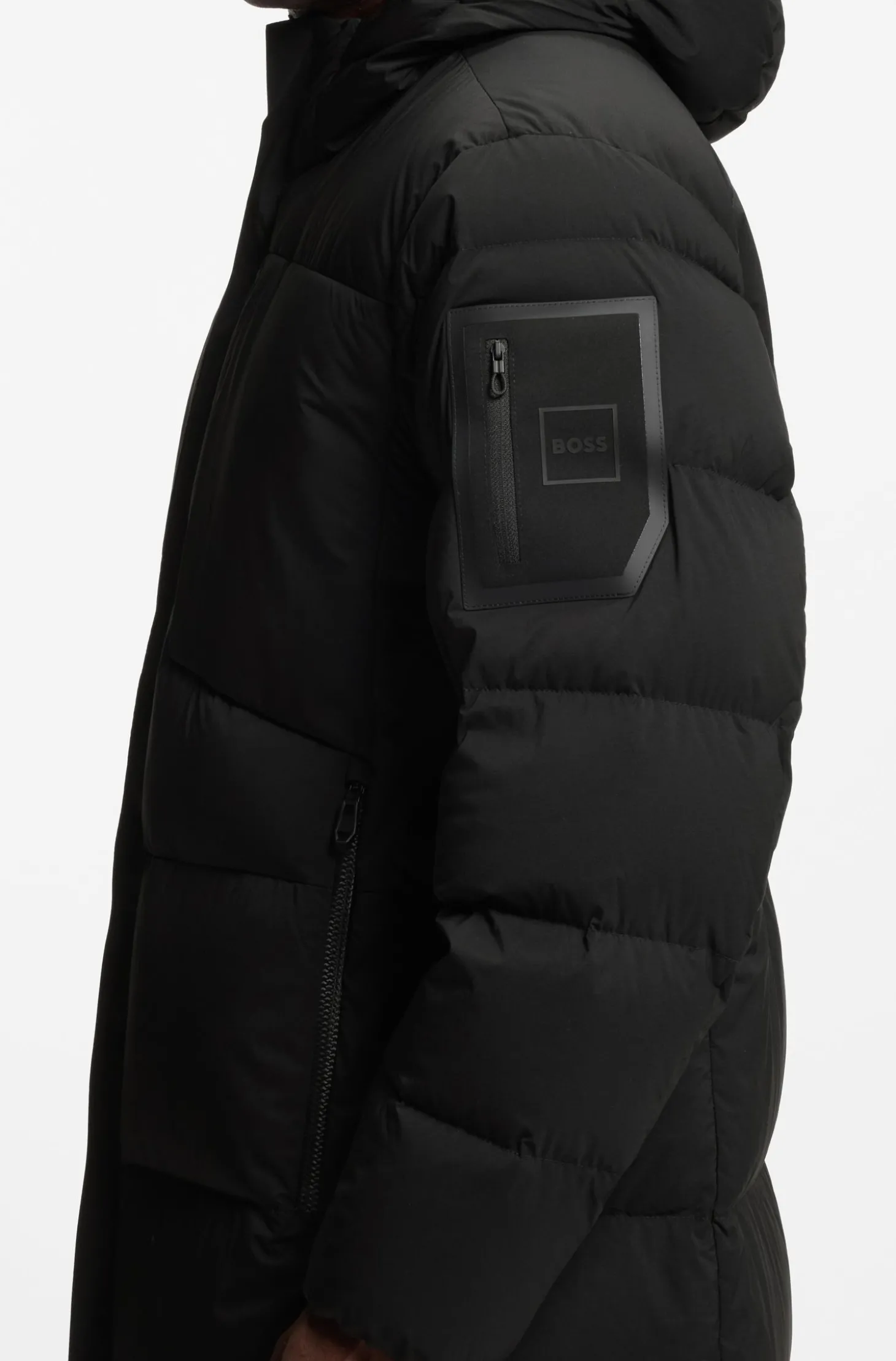 Lange, wasserabweisende Daunenjacke aus Stretch-Gewebe