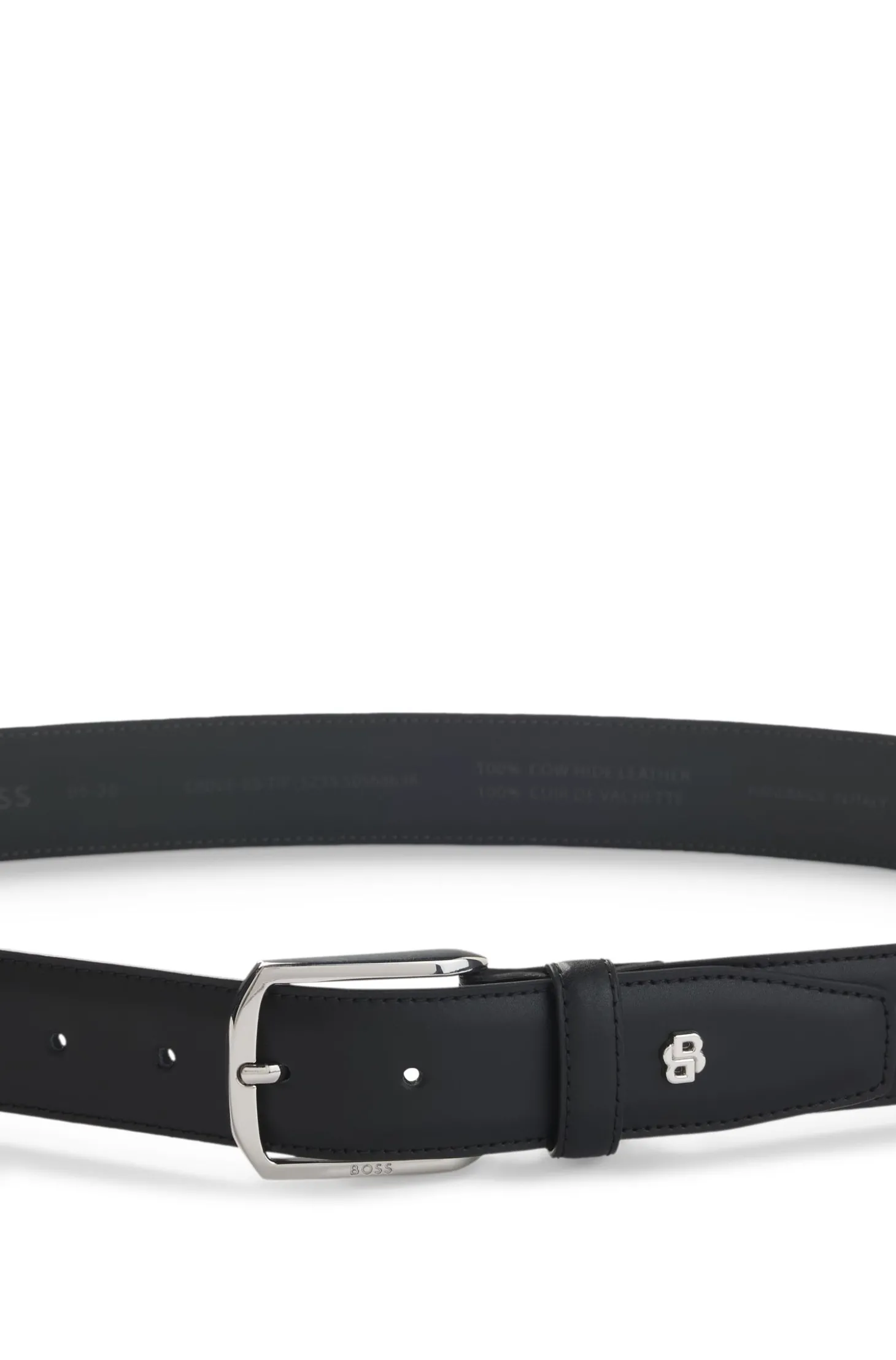 Ledergürtel mit Metalldetails in Silber-Optik und Double-B-Monogramm
