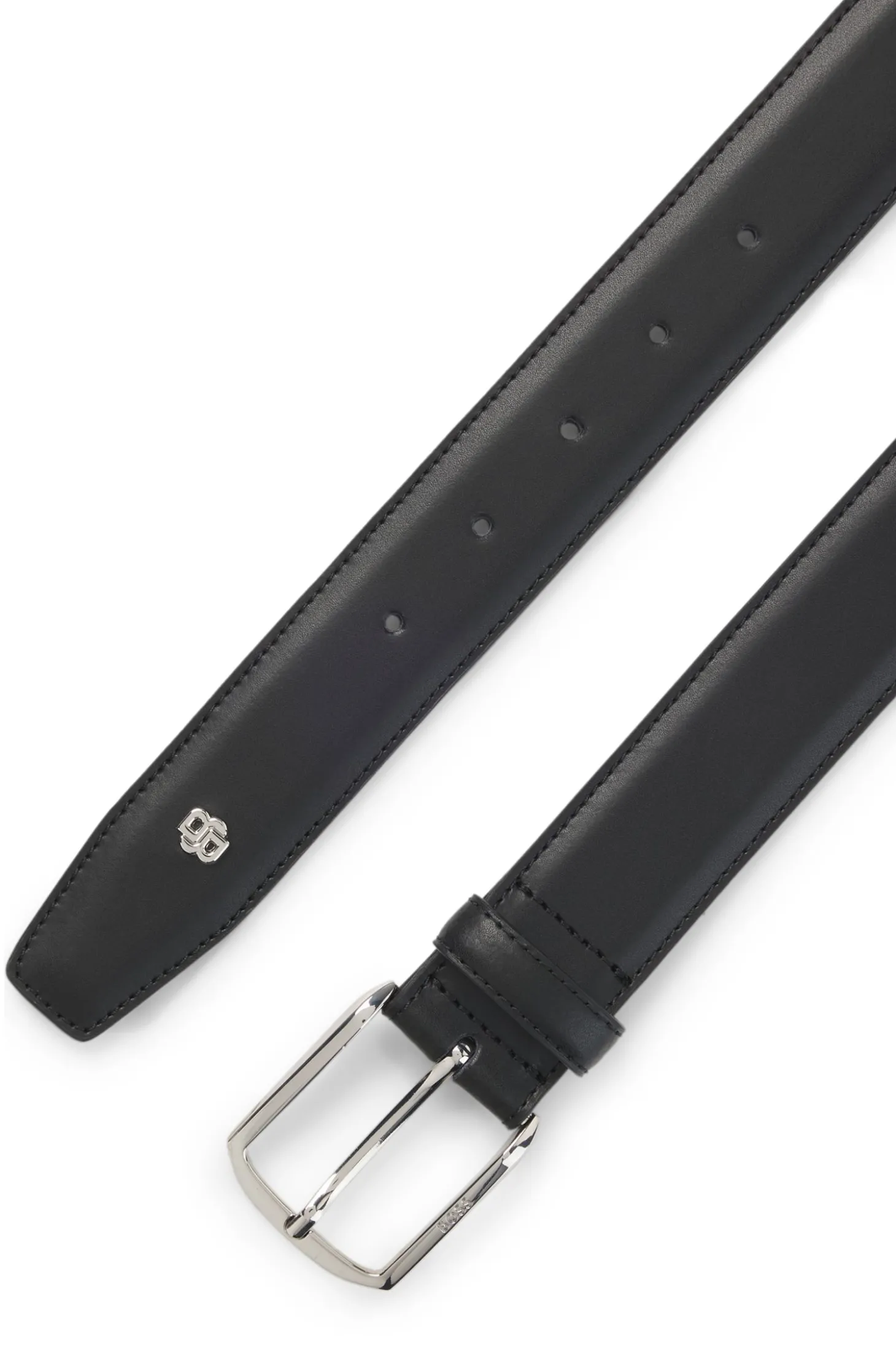 Ledergürtel mit Metalldetails in Silber-Optik und Double-B-Monogramm
