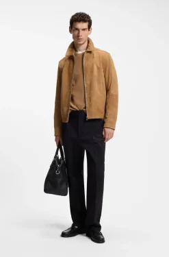 Lederjacke aus Veloursleder mit Reißverschluss