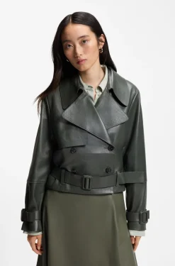 Lederjacke im Trenchcoat-Stil