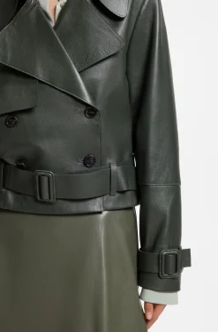 Lederjacke im Trenchcoat-Stil