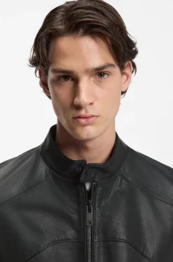 Lederjacke mit Paspeln