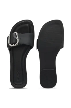 Lederslipper mit Logo-Schließe