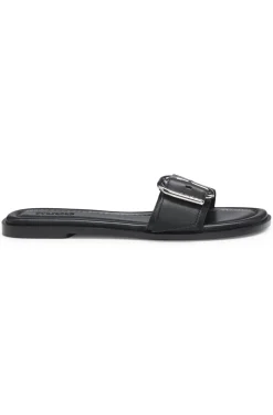 Lederslipper mit Logo-Schließe