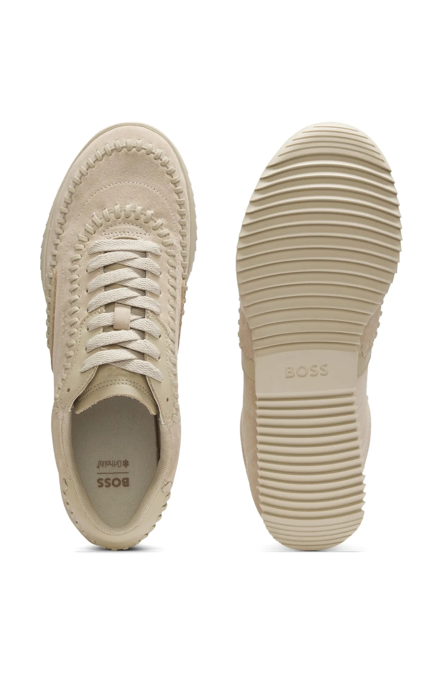 Ledersneakers aus Veloursleder mit Peitschennaht