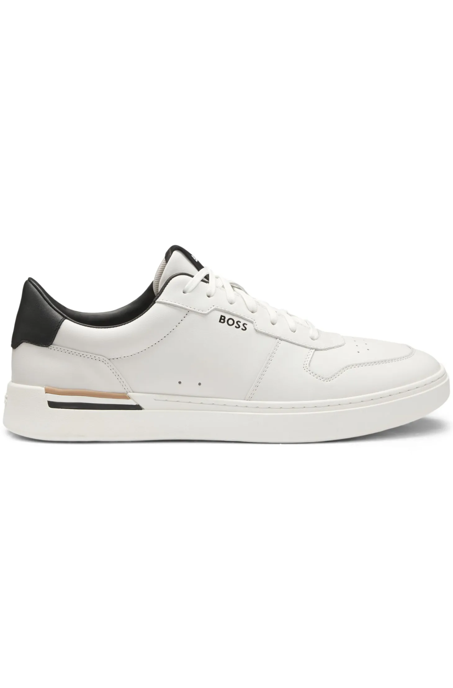 Ledersneakers mit kontrastfarbenen Logos