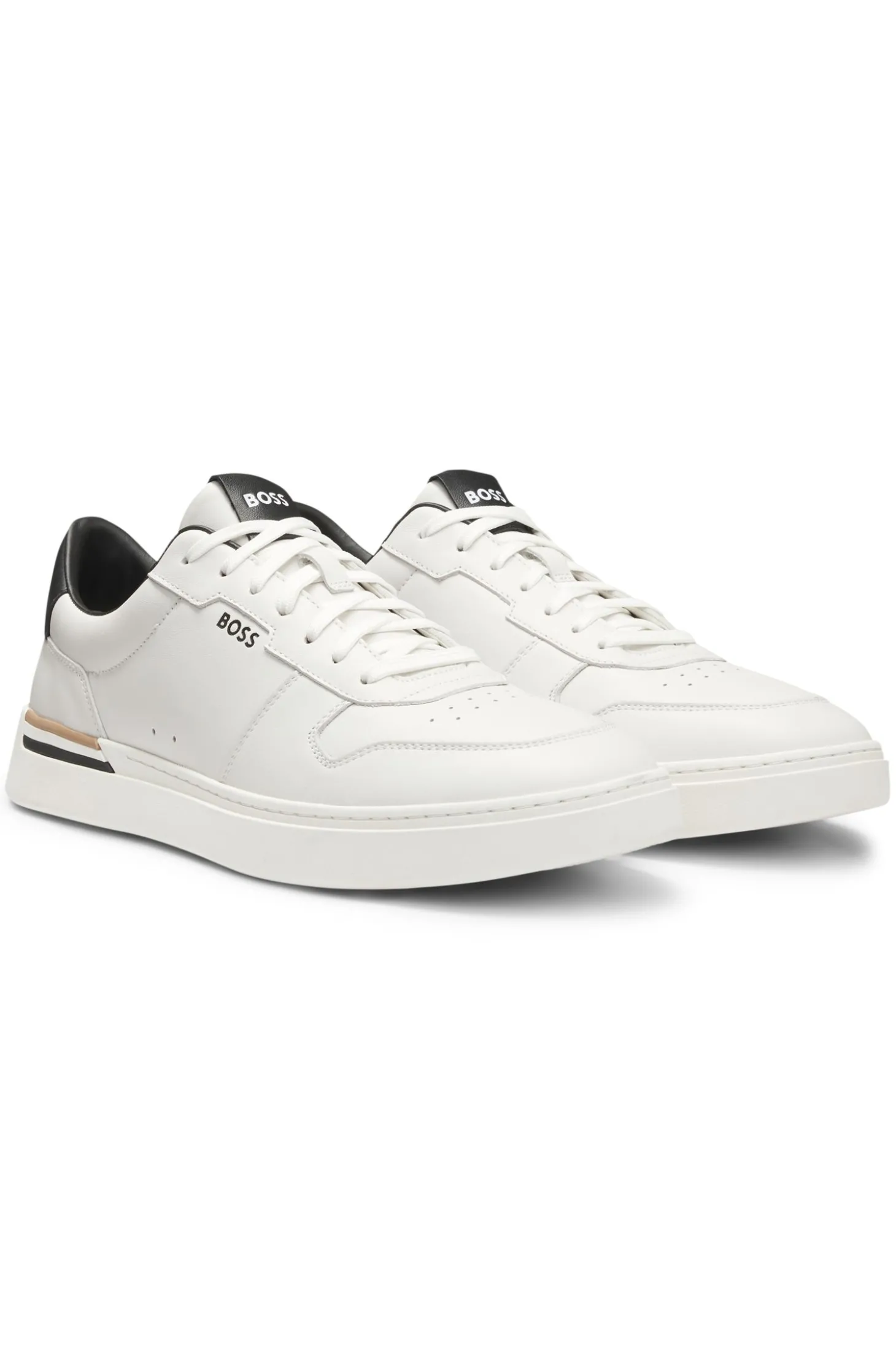 Ledersneakers mit kontrastfarbenen Logos
