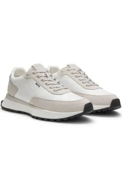 Ledersneakers mit Logo an der Seite