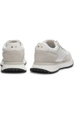 Ledersneakers mit Logo an der Seite