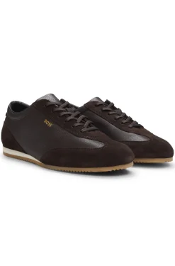Ledersneakers mit Veloursleder-Details