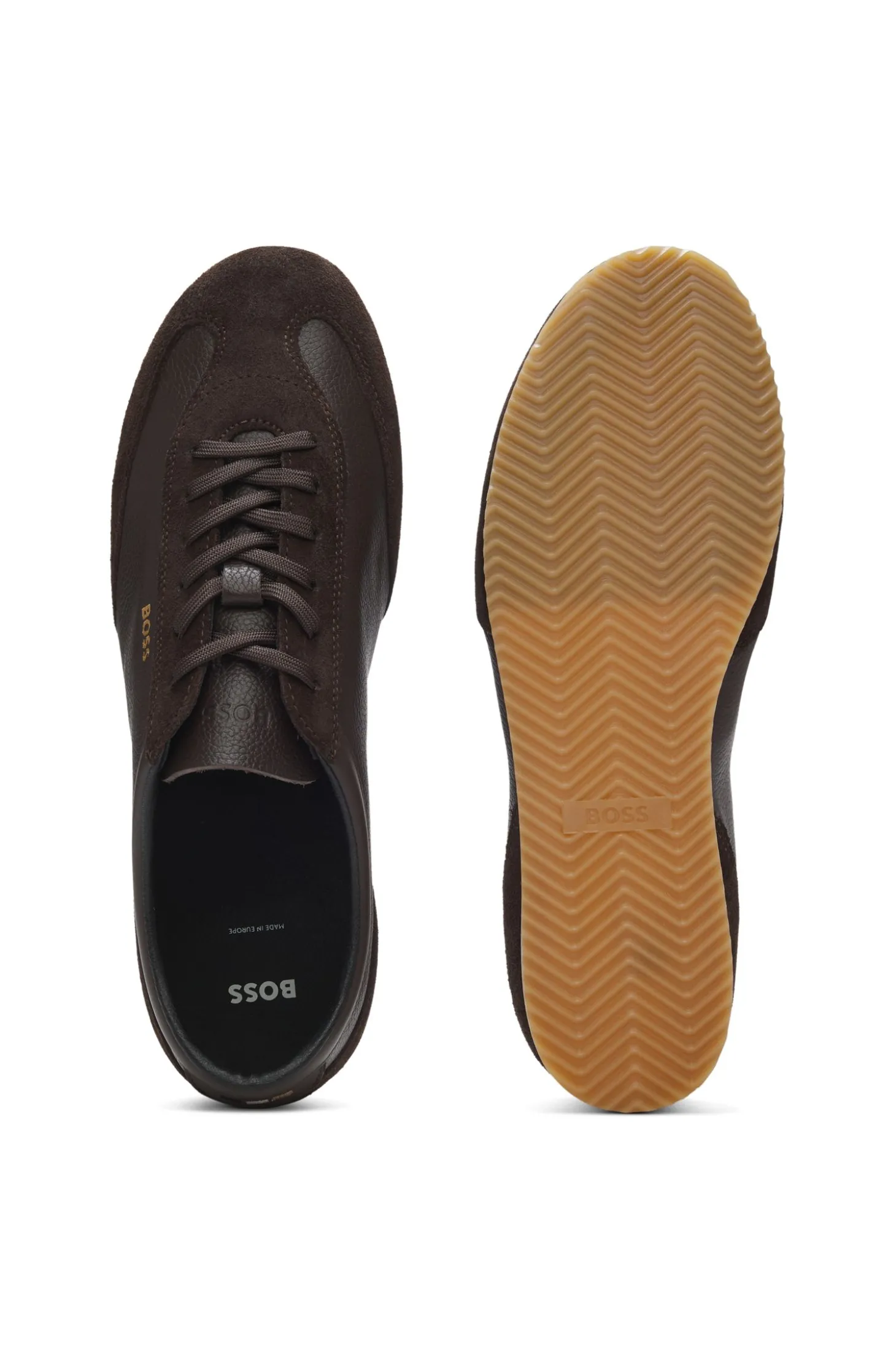 Ledersneakers mit Veloursleder-Details