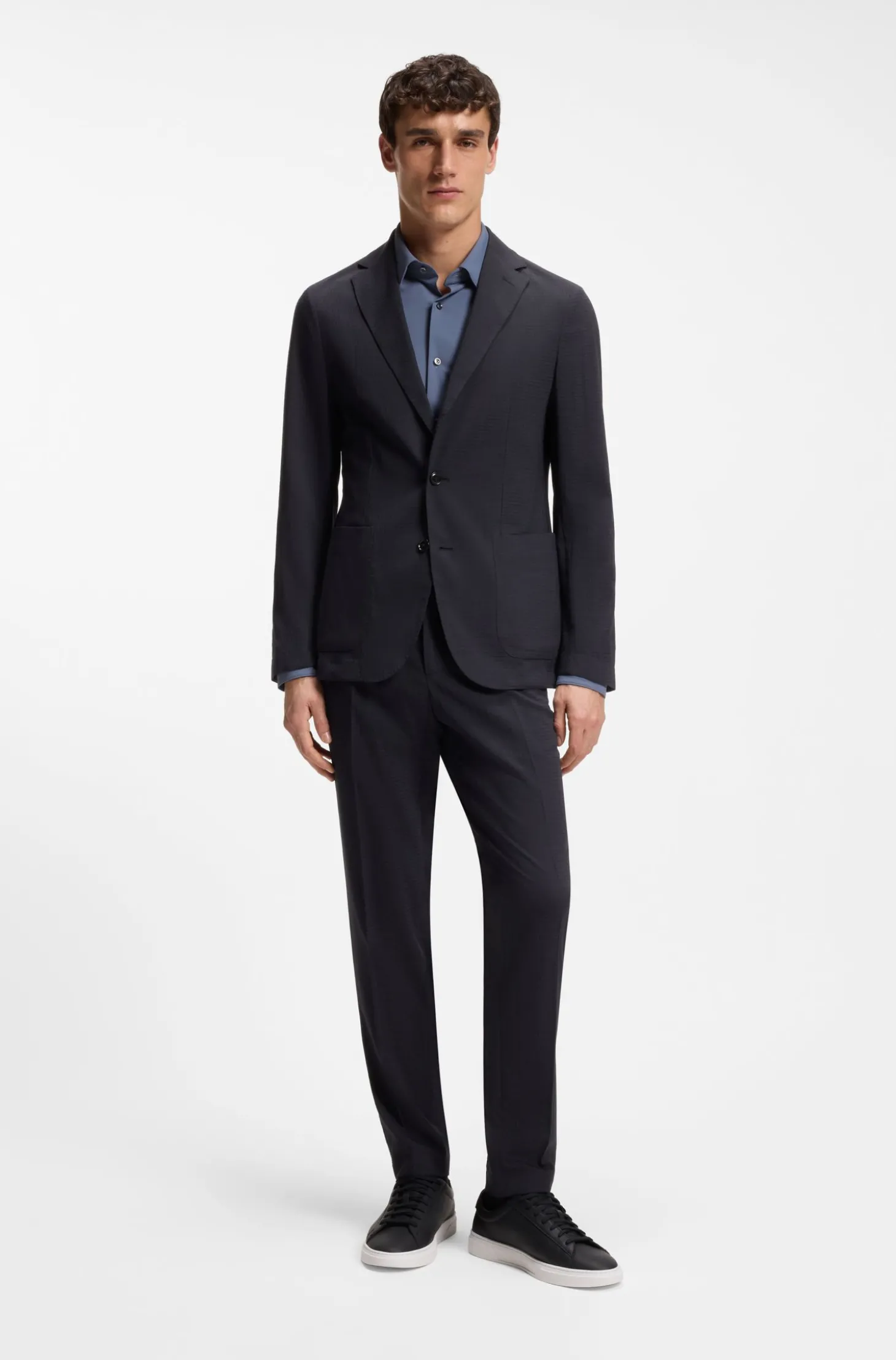 Leicht verstaubare Slim-Fit Hose aus waschmaschinenfestem Woll-Mix