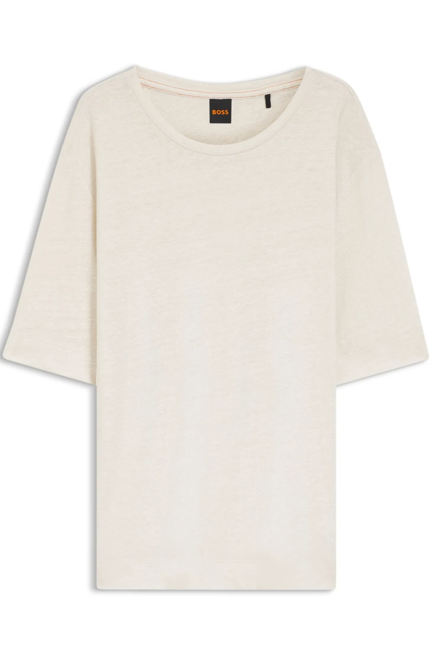Leinen-T-Shirt mit Logo-Stickerei