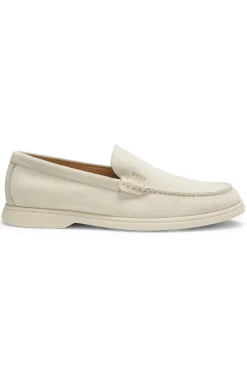 Loafer aus Veloursleder mit geprägtem Logo