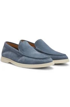 Loafer aus Veloursleder mit geprägtem Logo