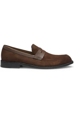 Loafer aus Veloursleder mit Leder-Details
