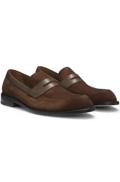 Loafer aus Veloursleder mit Leder-Details