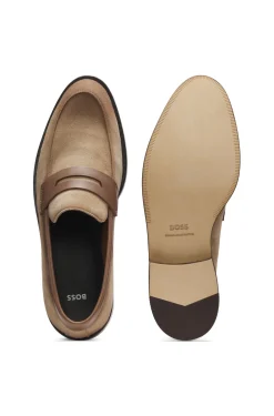 Loafer aus Veloursleder mit Leder-Details