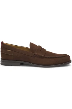 Loafer aus Veloursleder mit Pennyloafer-Besatz
