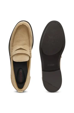 Loafer aus Veloursleder mit Pennyloafer-Besatz