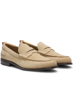 Loafer aus Veloursleder mit Pennyloafer-Besatz