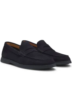 Loafer aus Veloursleder mit Pennyloafer-Besatz und Logo