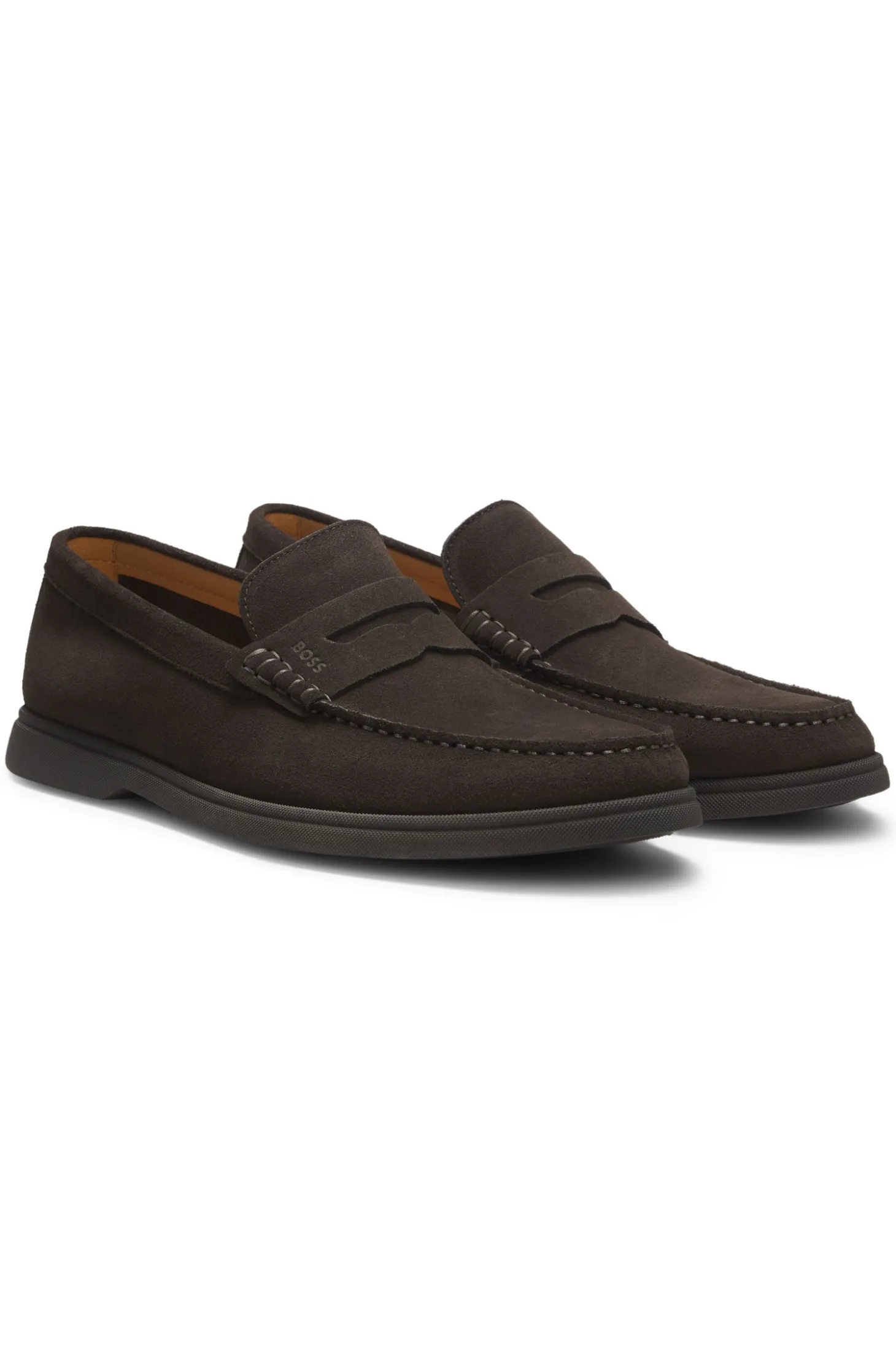 Loafer aus Veloursleder mit Pennyloafer-Besatz und Logo