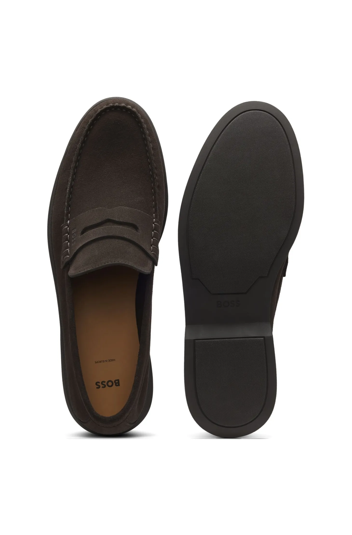 Loafer aus Veloursleder mit Pennyloafer-Besatz und Logo