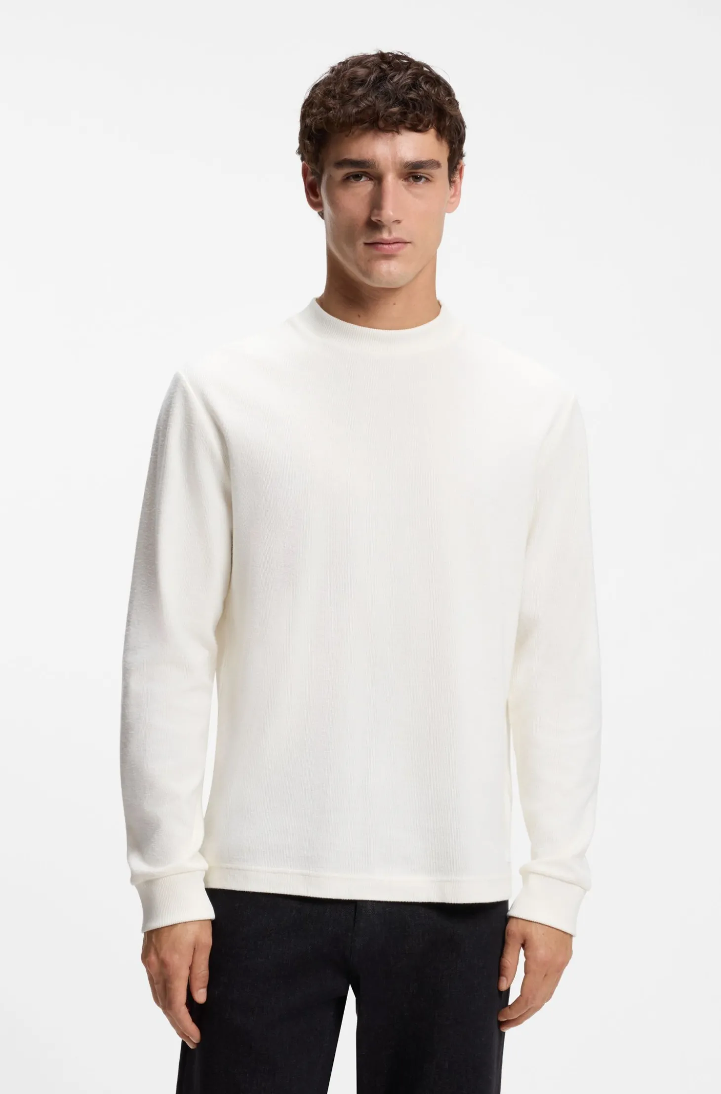 Longsleeve aus Baumwolle mit Stehkragen