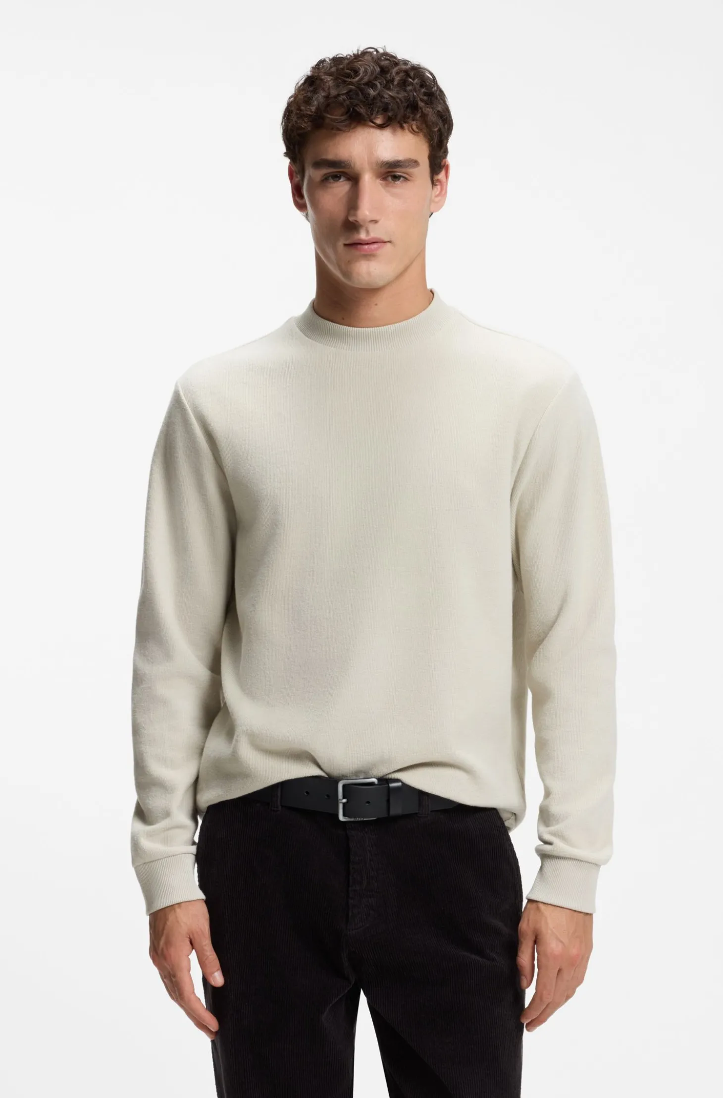 Longsleeve aus Baumwolle mit Stehkragen