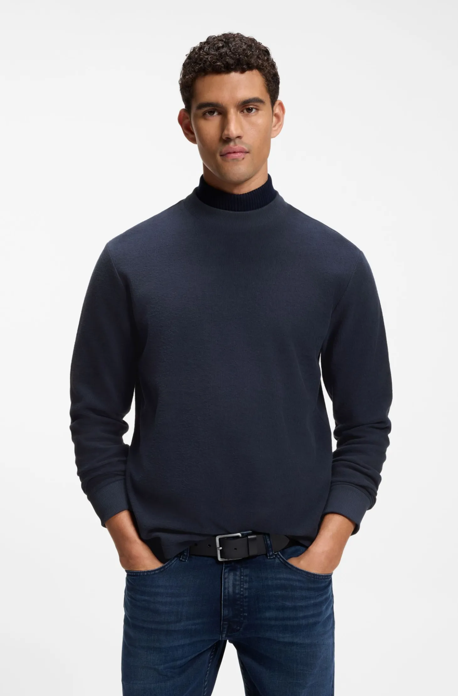 Longsleeve aus Baumwolle mit Stehkragen