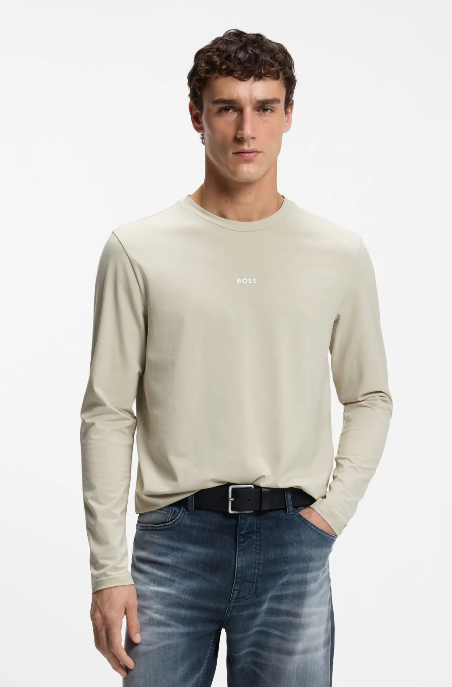 Longsleeve aus Stretch-Baumwolle mit Logo-Print