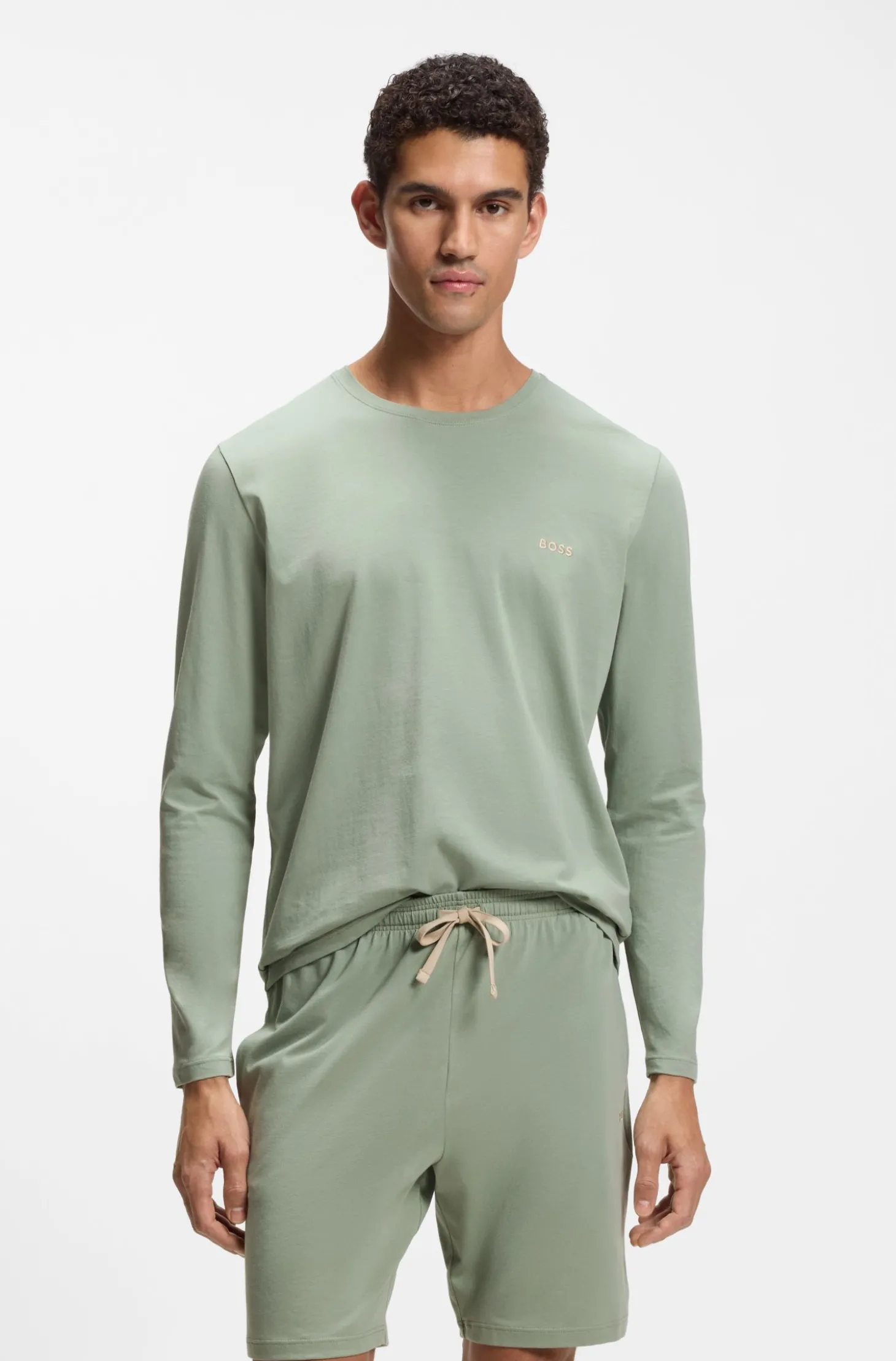 Longsleeve aus Stretch-Baumwolle mit Logo-Stickerei