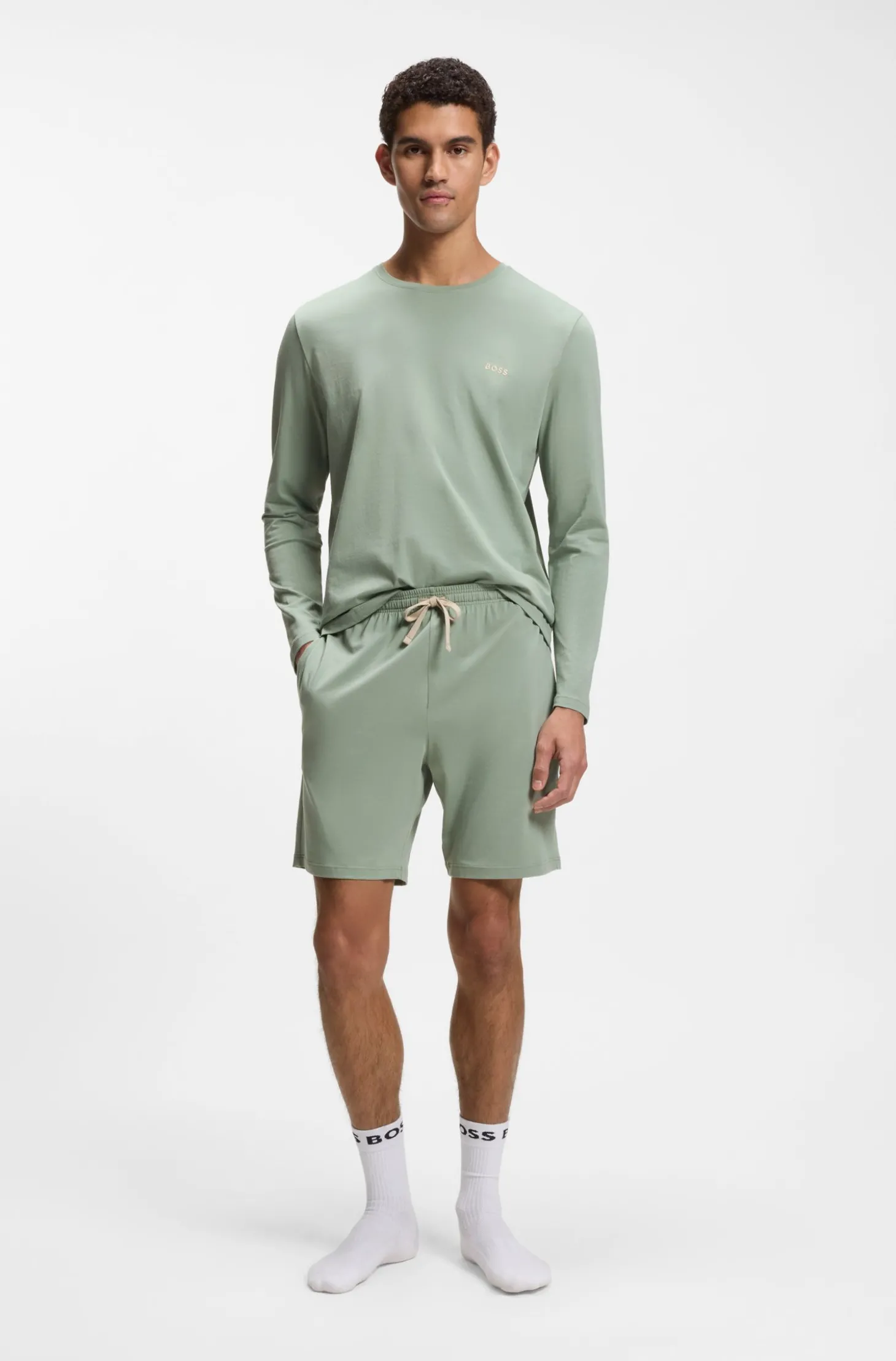 Longsleeve aus Stretch-Baumwolle mit Logo-Stickerei