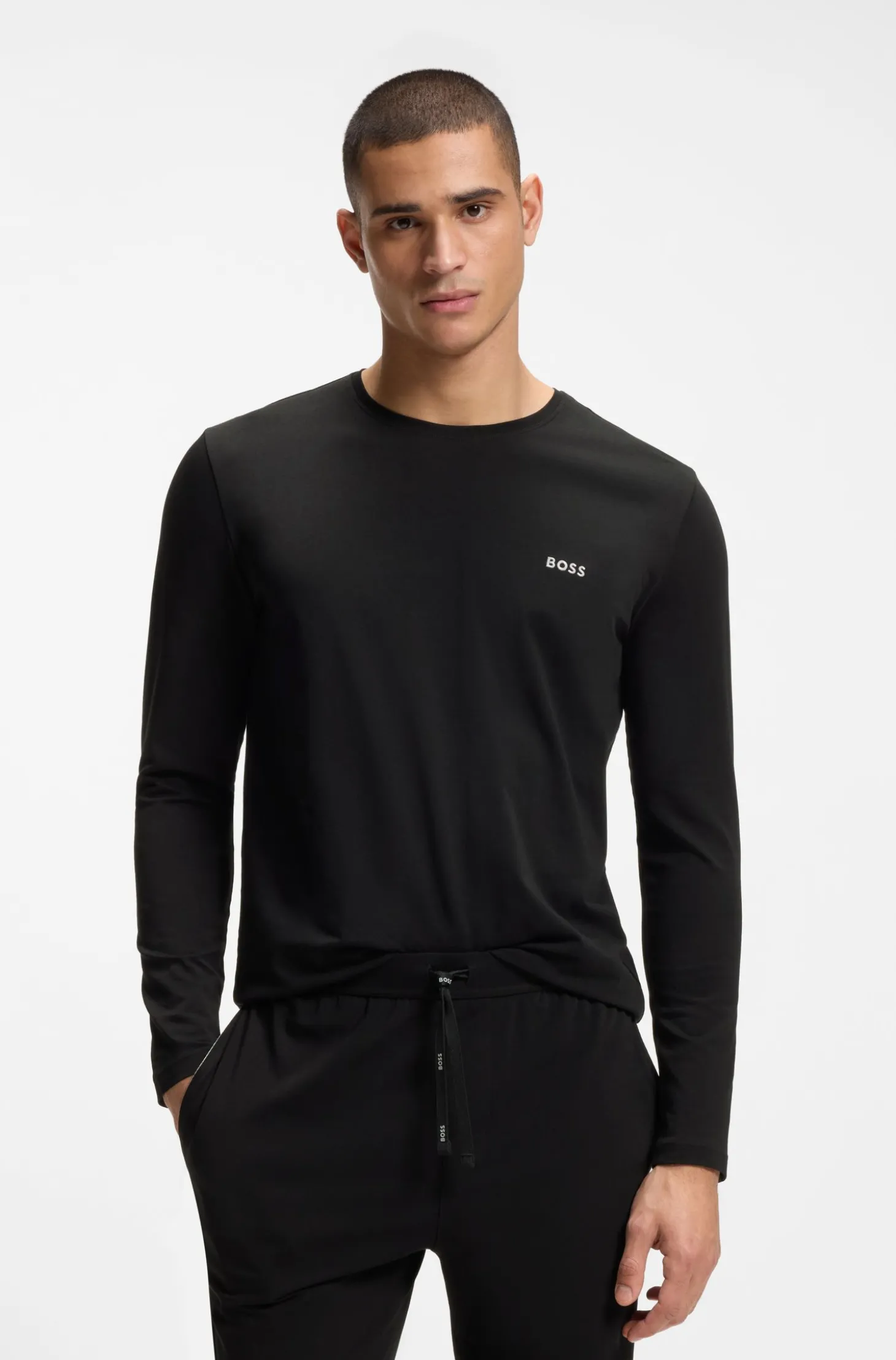 Longsleeve aus Stretch-Baumwolle mit Logo-Stickerei
