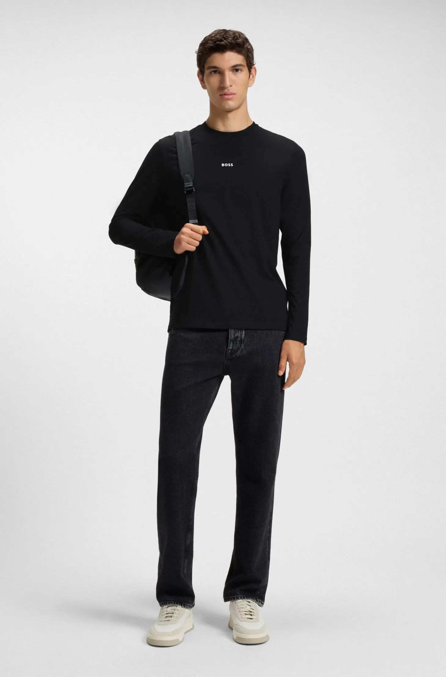 Longsleeve aus Stretch-Baumwolle mit Logo-Print